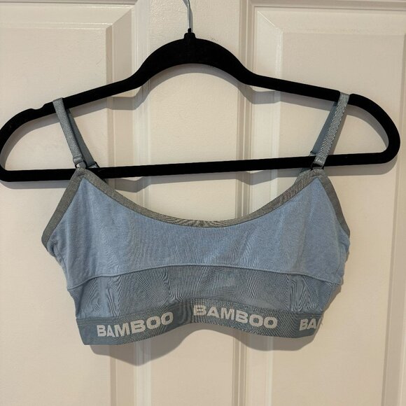 Light Blue Bamboo Banded‎ Mesh Lounge Bra - Size Small - Picture 1 of 4